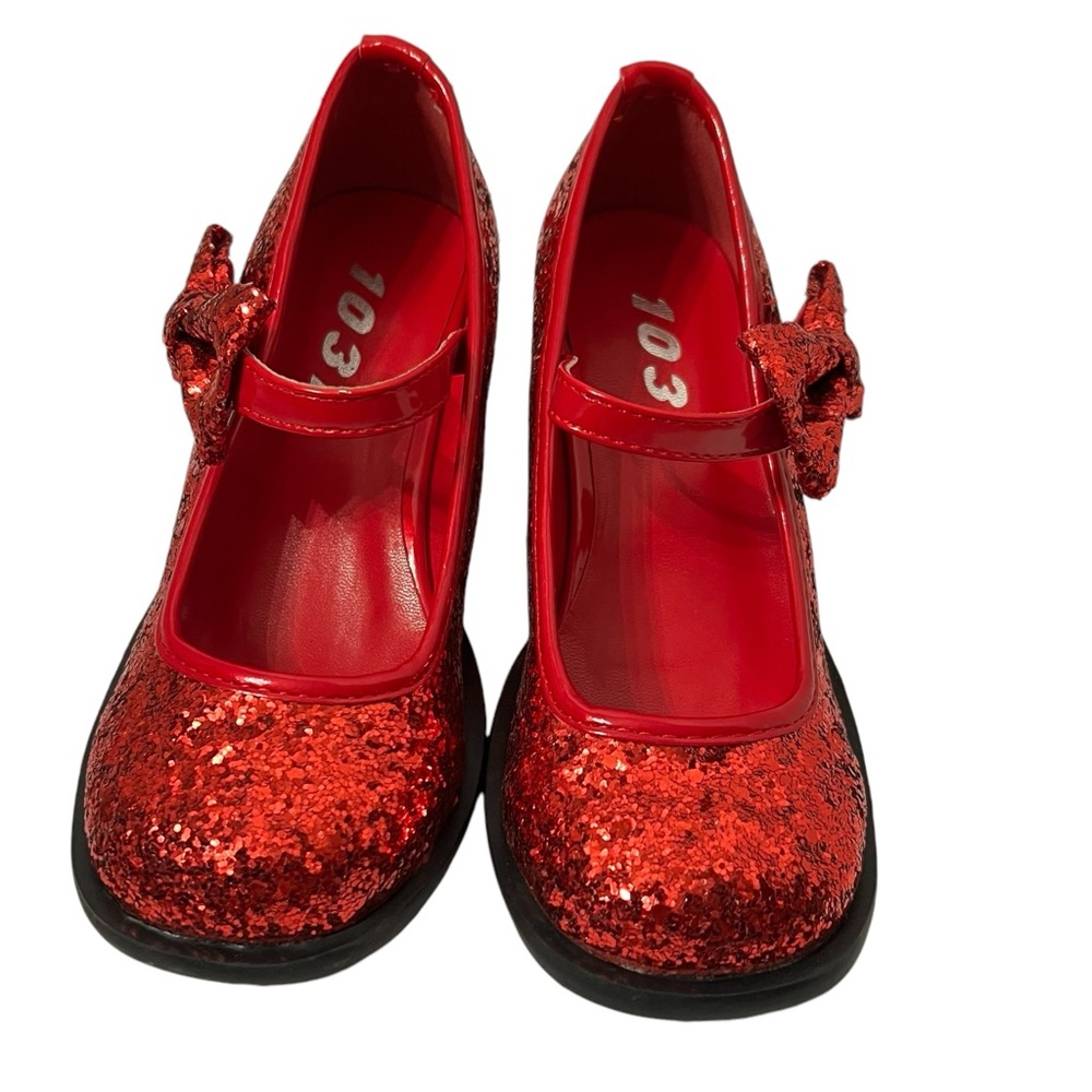 Ellie Shoes Mary Jane Red Sequined With Bow Size S 11/12 New In Box
